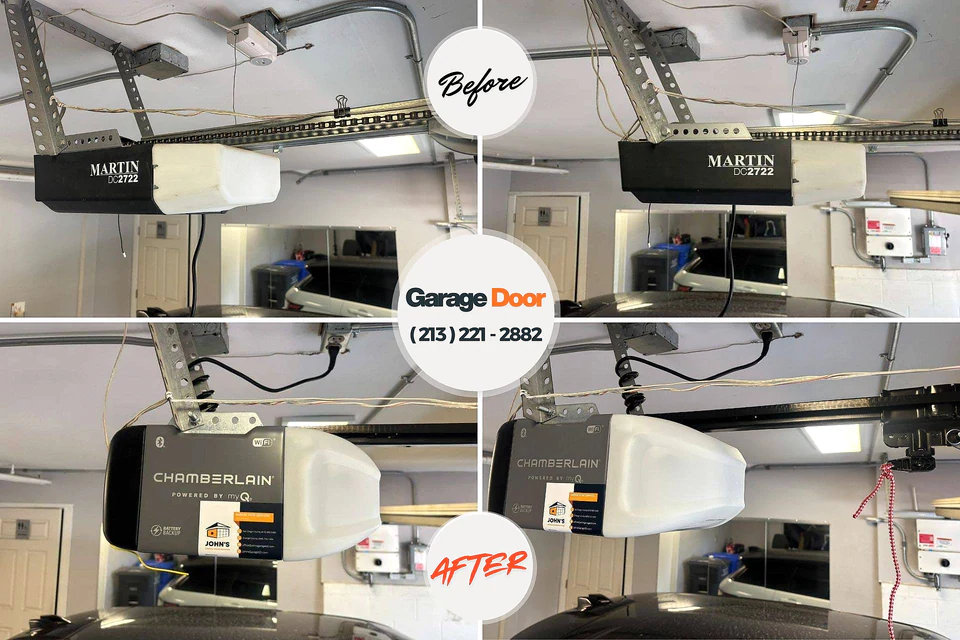 Before and after: garage door repair East Marion, NY